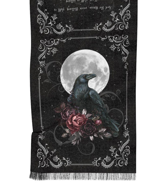 Edgar Allan Poe "The Raven" Poem Scarf: Gothic Book Lover Gift