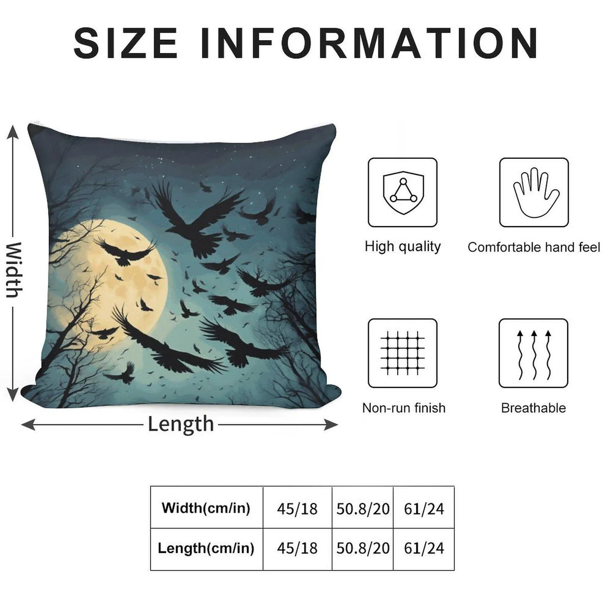 Midnight Crow Throw Pillow Cases
