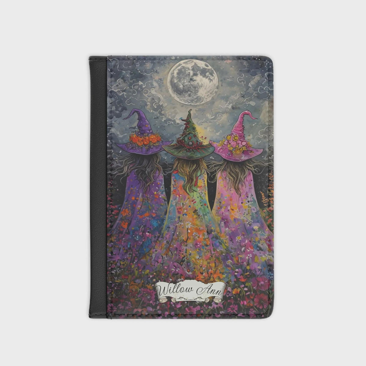 Gift Idea for Witchy Traveler Birthday Graduation Retirement Passport Cover: Black Cat Boho Witches Travel Accessory for Sister in Law Gift