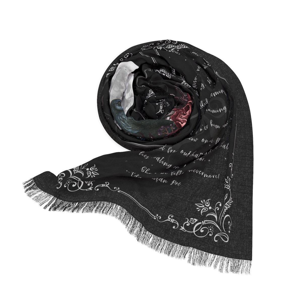 Edgar Allan Poe "The Raven" Poem Scarf: Gothic Book Lover Gift