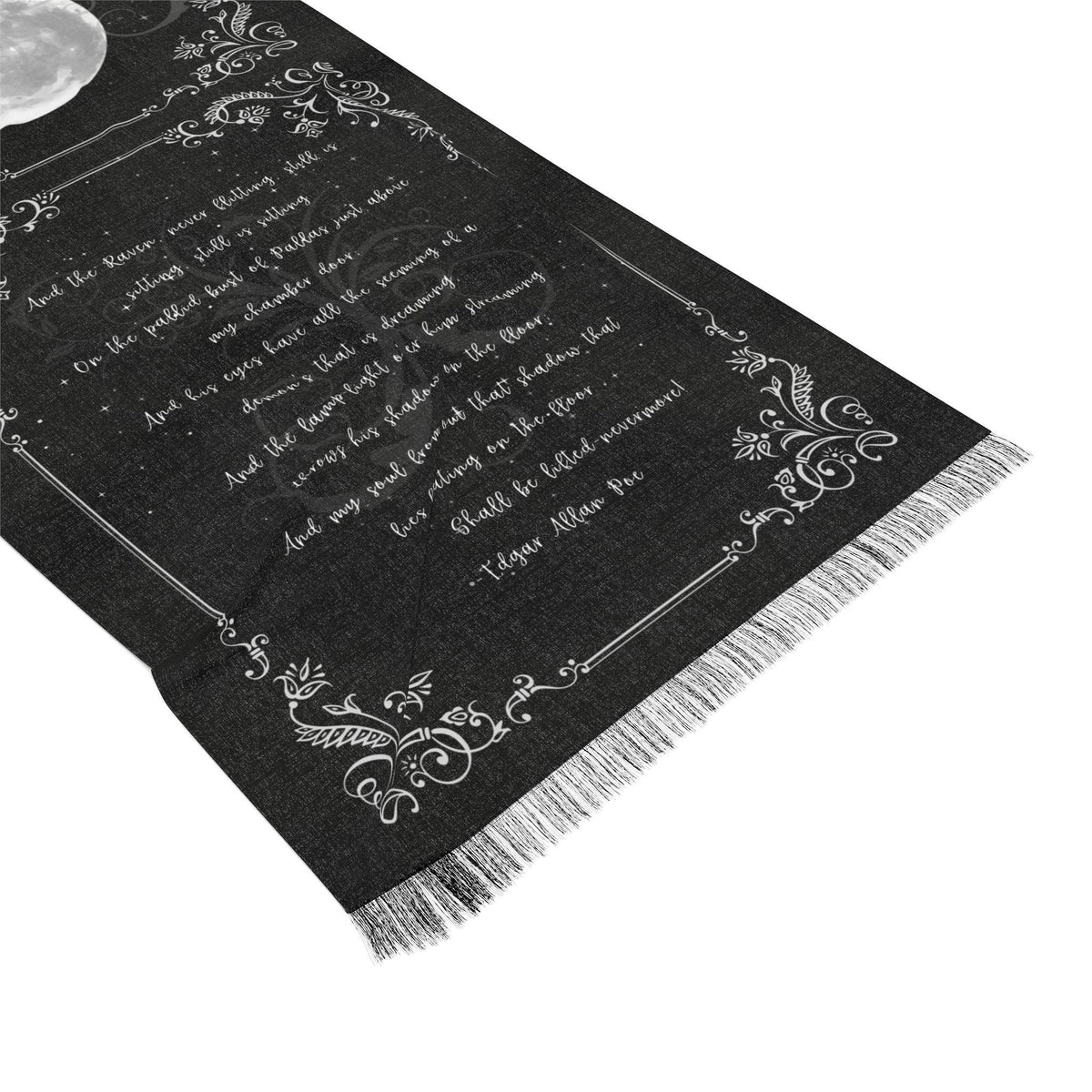 Edgar Allan Poe "The Raven" Poem Scarf: Gothic Book Lover Gift