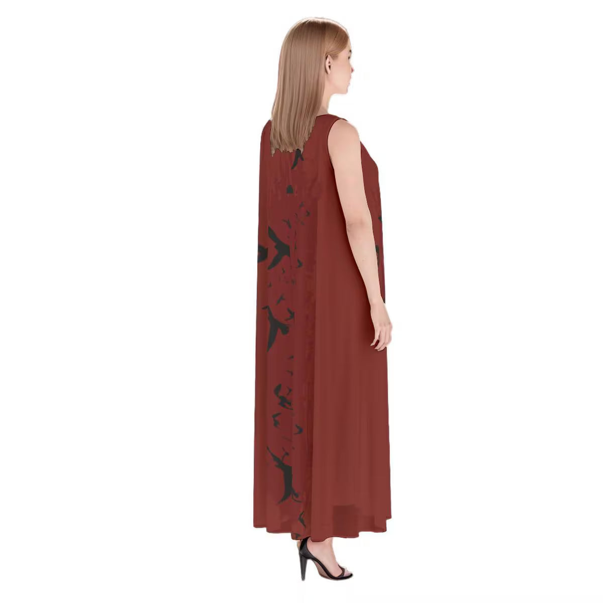 Vintage Gothic Plus Size Oxblood Halter Raven Maxi Grunge Clothing