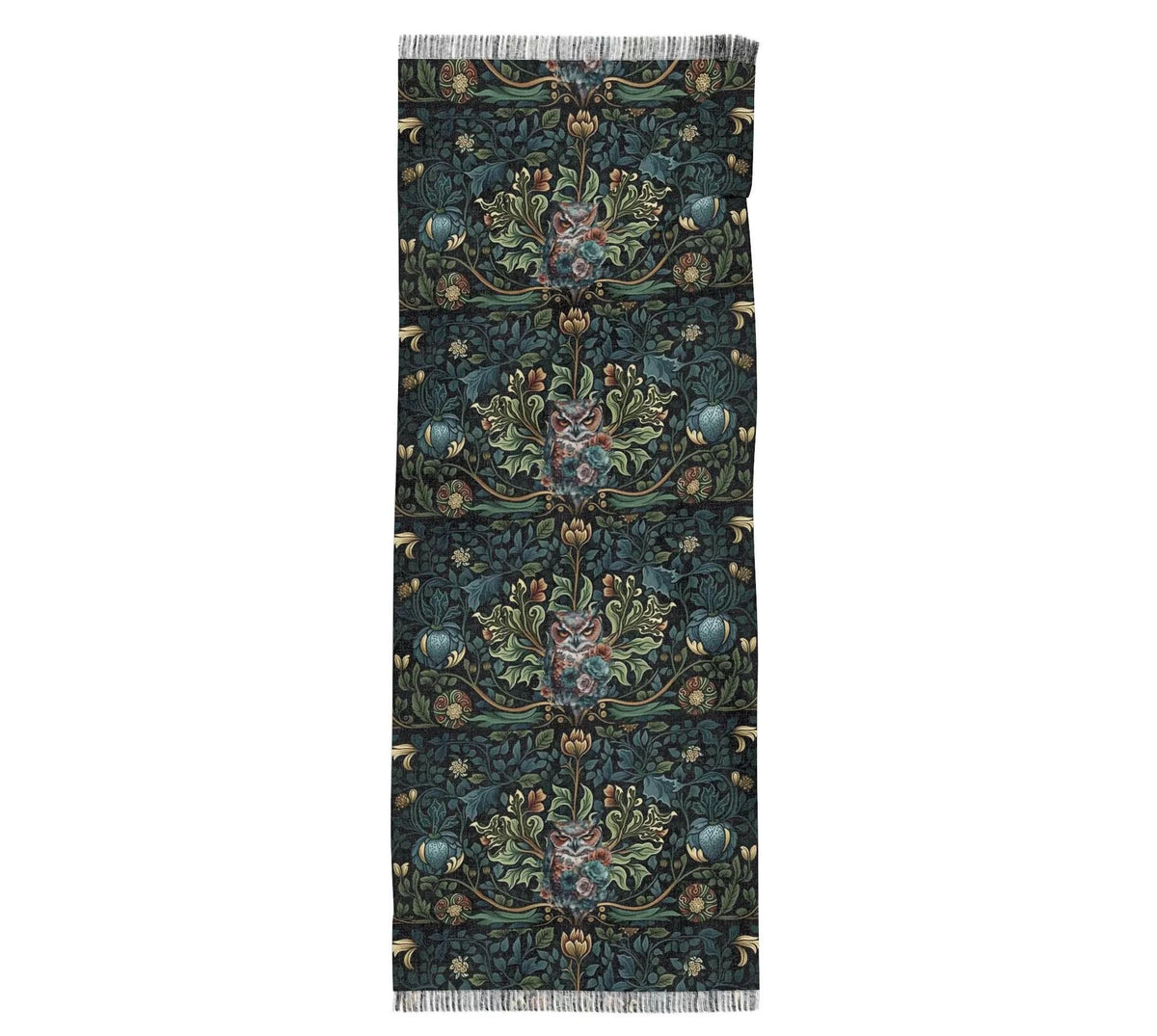 William Morris Inspired Witchy Owl Lightweight Scarf Gift for Witch Unique Neckwear Dark Academia Gothic Shawl Crow Lover Gift Raven Wrap