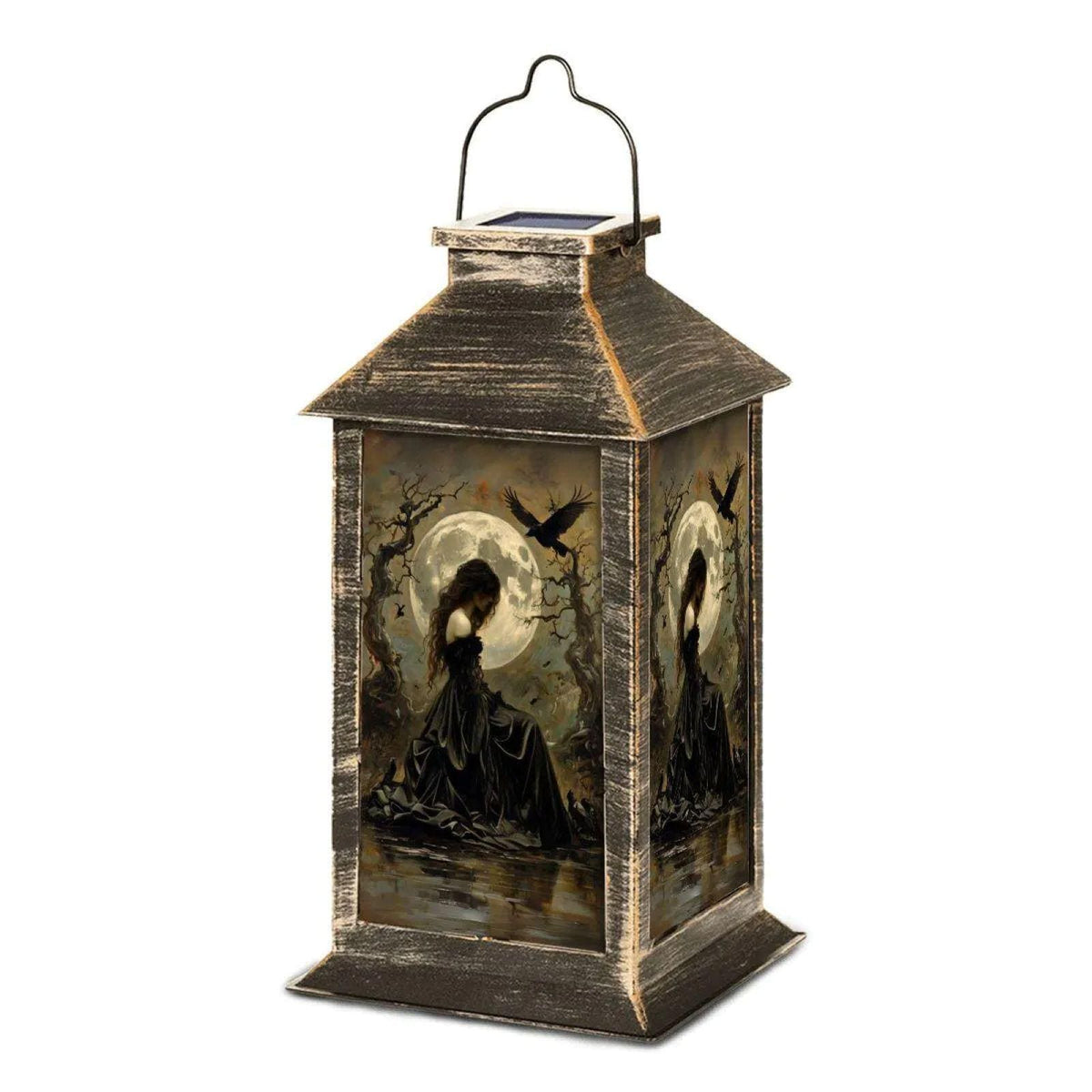 Whimsigoth Decor Halloween Solar Lantern Garden Lights Mystical Holiday Gothic Fall Spooky Patio Lamp Morrigan Goddess Goth Witchy Accessory