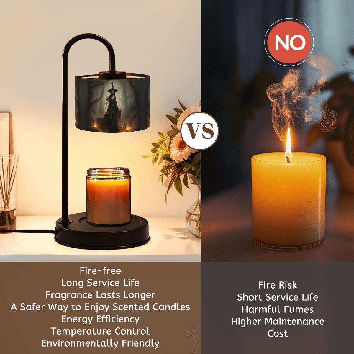 The Witch Candle Warmer Lamp Moody Halloween Decor