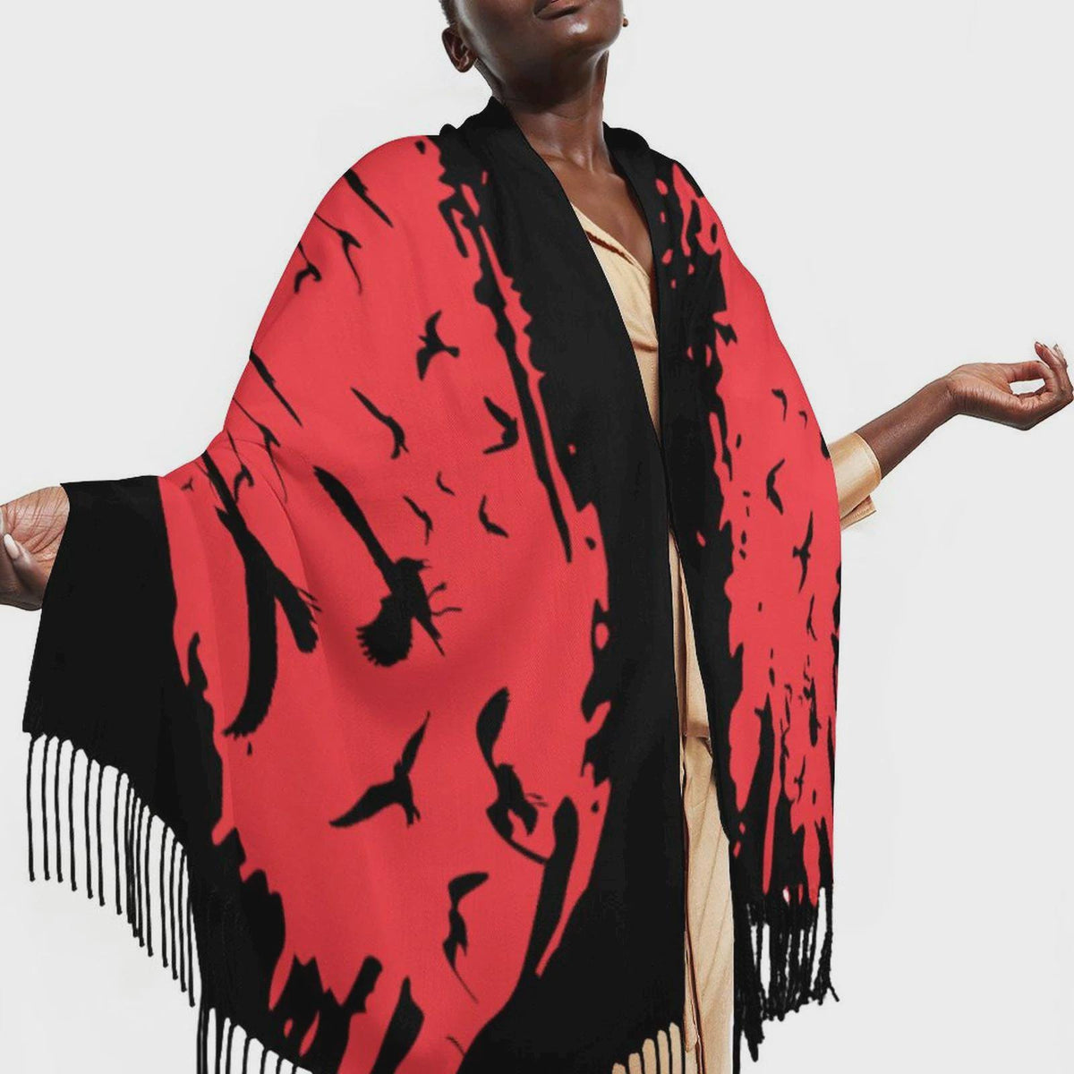 Murder of Crows Lightweight Scarf -Gothic Clothing, Witchy Shawl