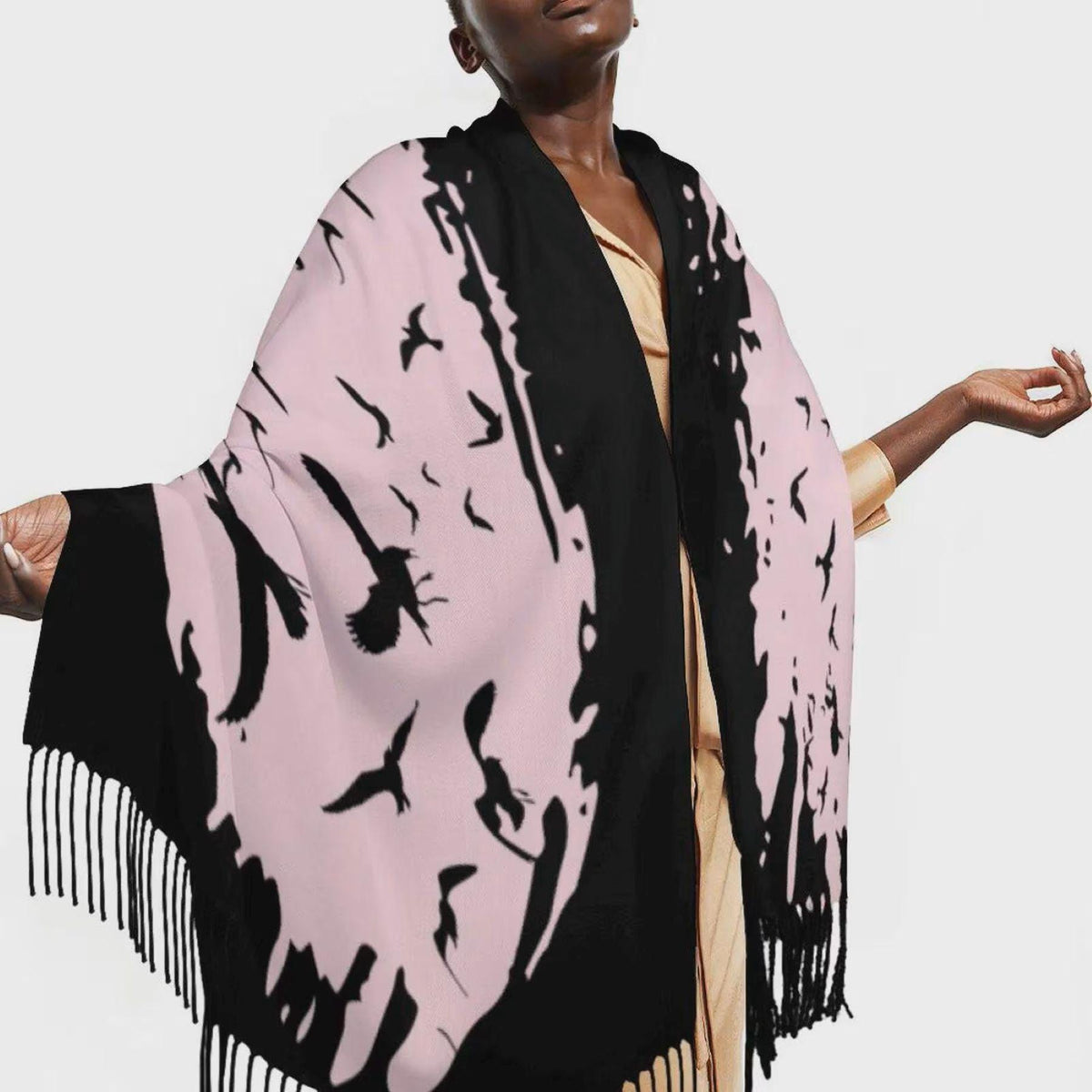 Murder of Crows Lightweight Scarf -Gothic Clothing, Witchy Shawl