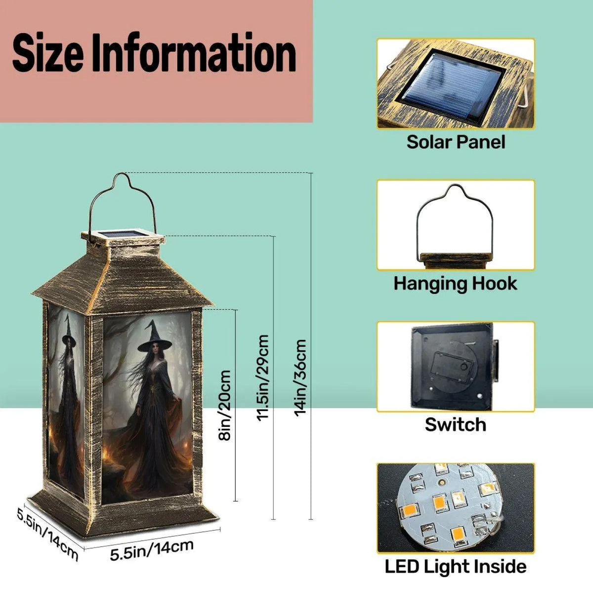 Whimsigoth Decor Halloween Solar Lantern Garden Lights Mystical Holiday Gothic Fall Spooky Patio Lamp Morrigan Goddess Goth Witchy Accessory