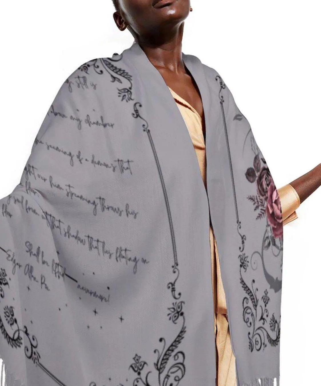 Edgar Allan Poe "The Raven" Poem Scarf: Gothic Book Lover Gift