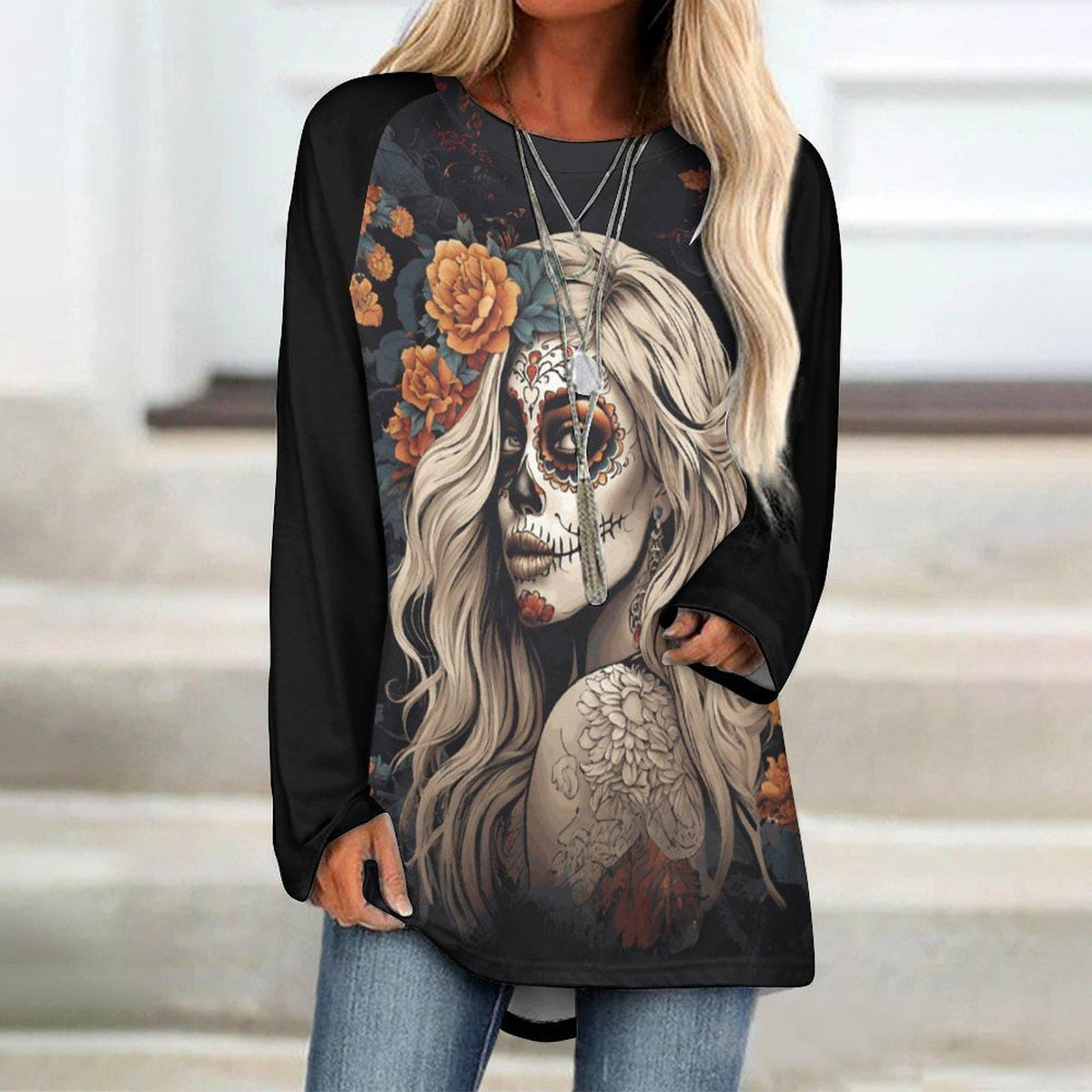 Mexican Mama Floral Skull Day of the Dead Dia de los Muertos Flower Sugar Skull