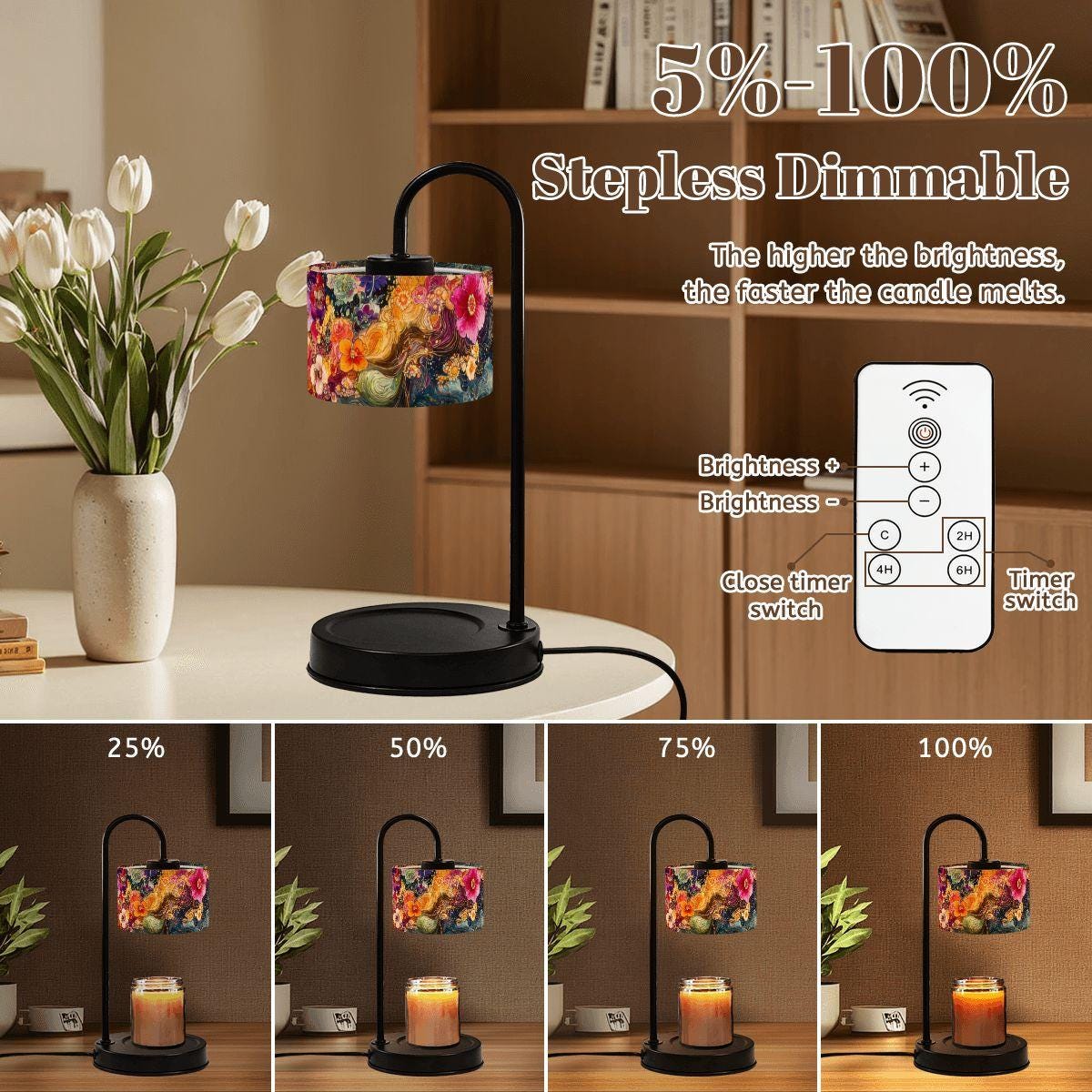 Bohemian Celestial Floral Candle Warmer