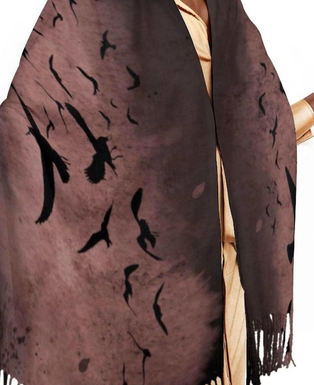 Raven Oxblood Scarf Christmas Gift for Witchy Mom Moody Gothic Shawl Cape Sorcière Crow Scarf for Halloween Festival Witchy Wrap for Bestie