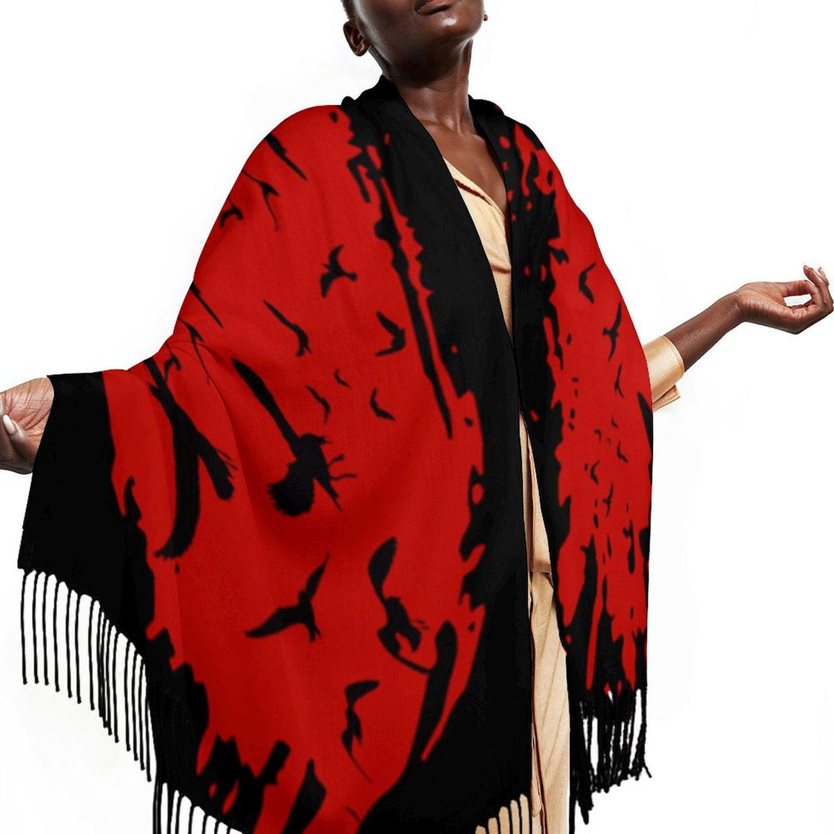 Murder of Crows Lightweight Scarf -Gothic Clothing, Witchy Shawl