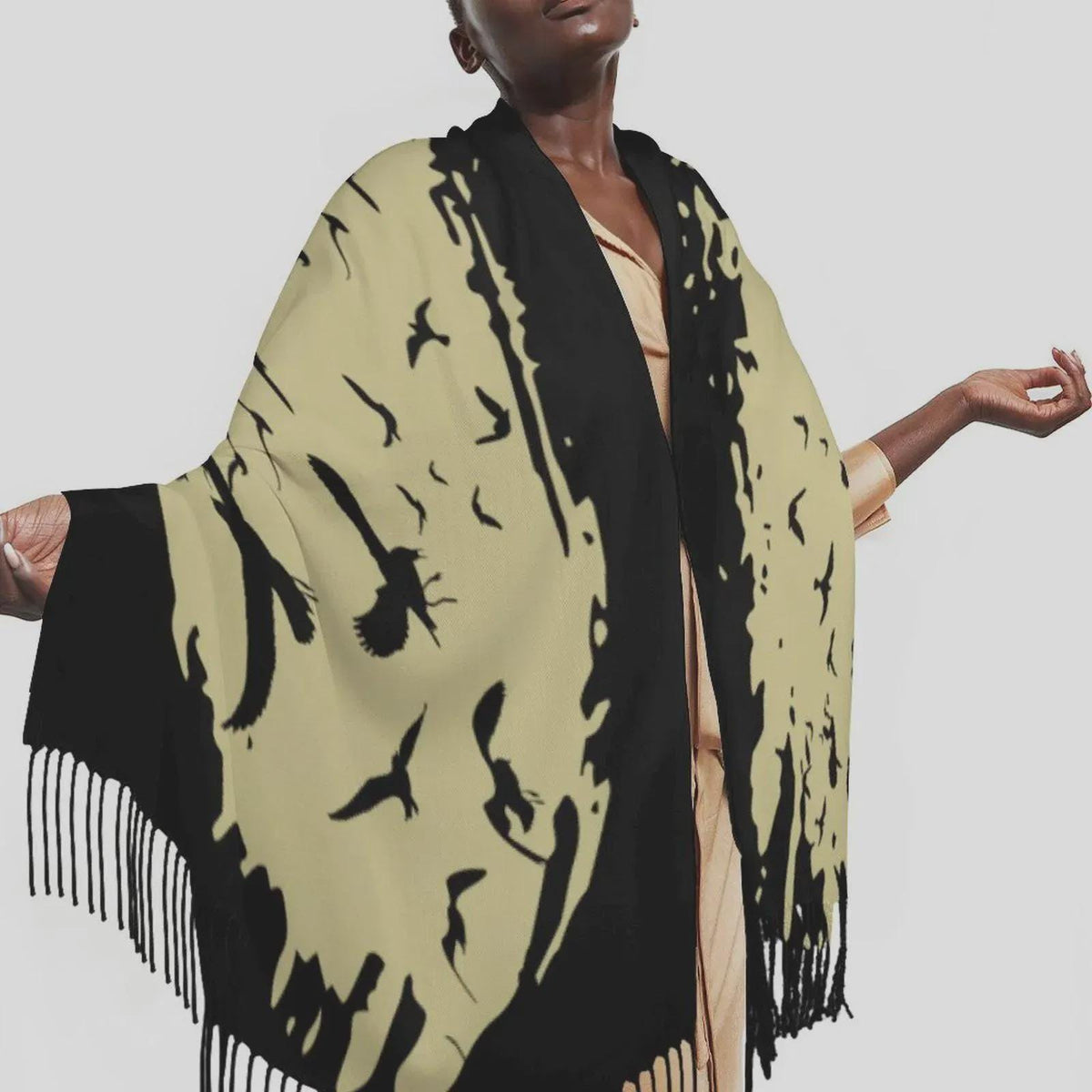 Murder of Crows Lightweight Scarf -Gothic Clothing, Witchy Shawl