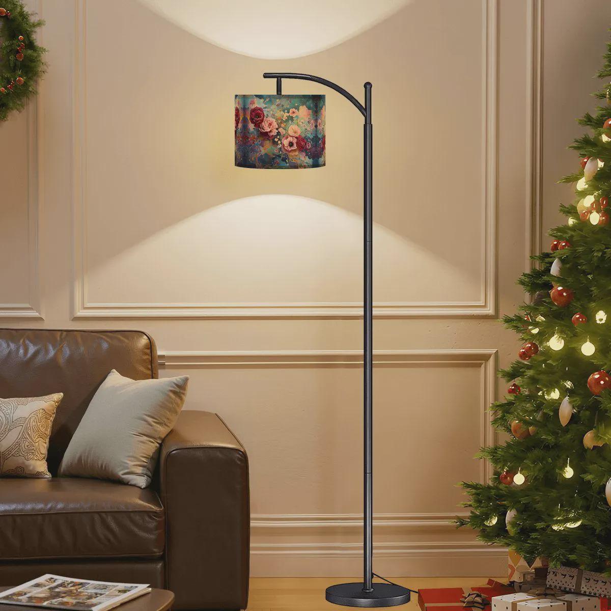 Celestial Floral Arc Floor Lamp (Made in USA) Dark Academia Victorian Decor