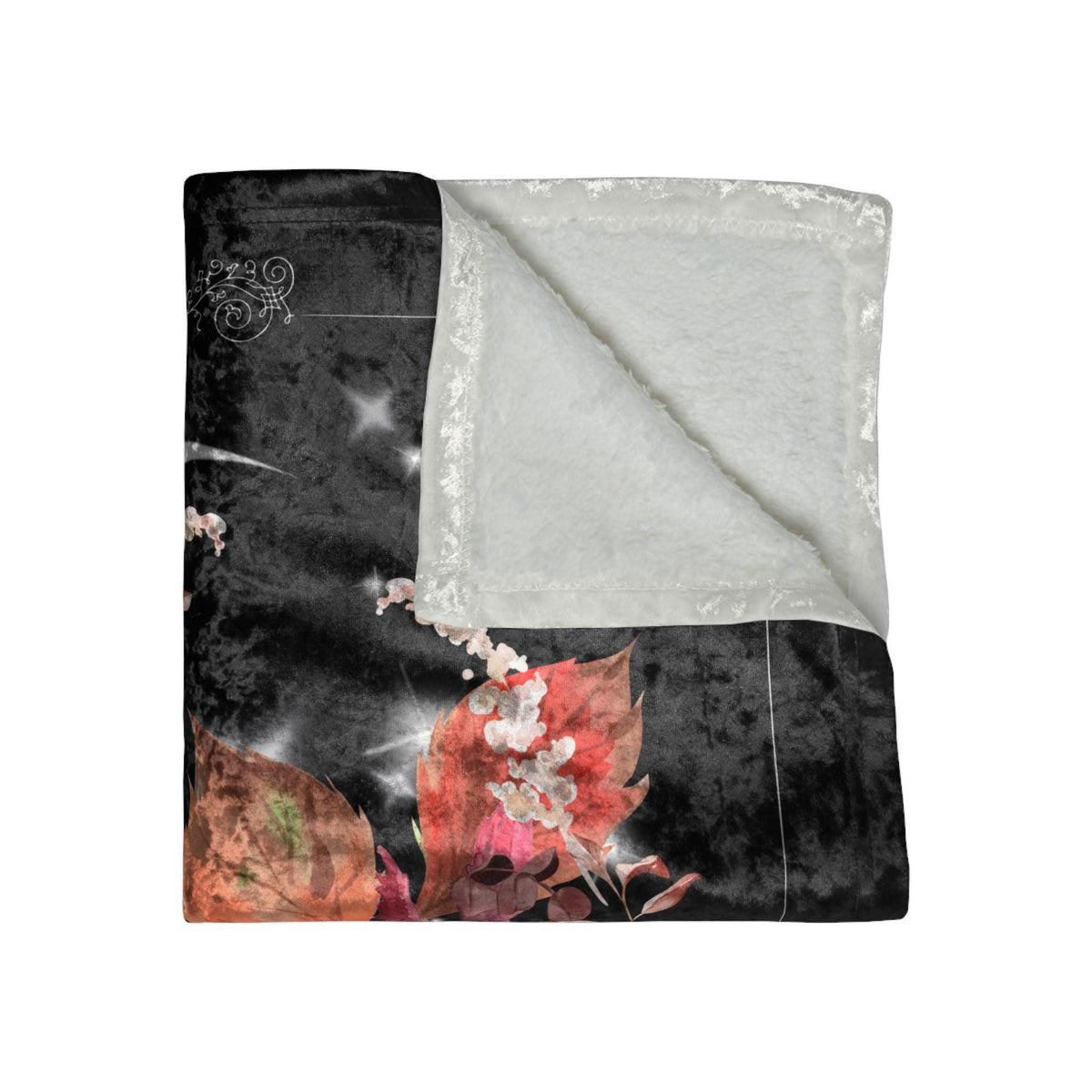 Crescent Moon in Florals Pillowcase | Moon Floral Crushed Velvet Blanket