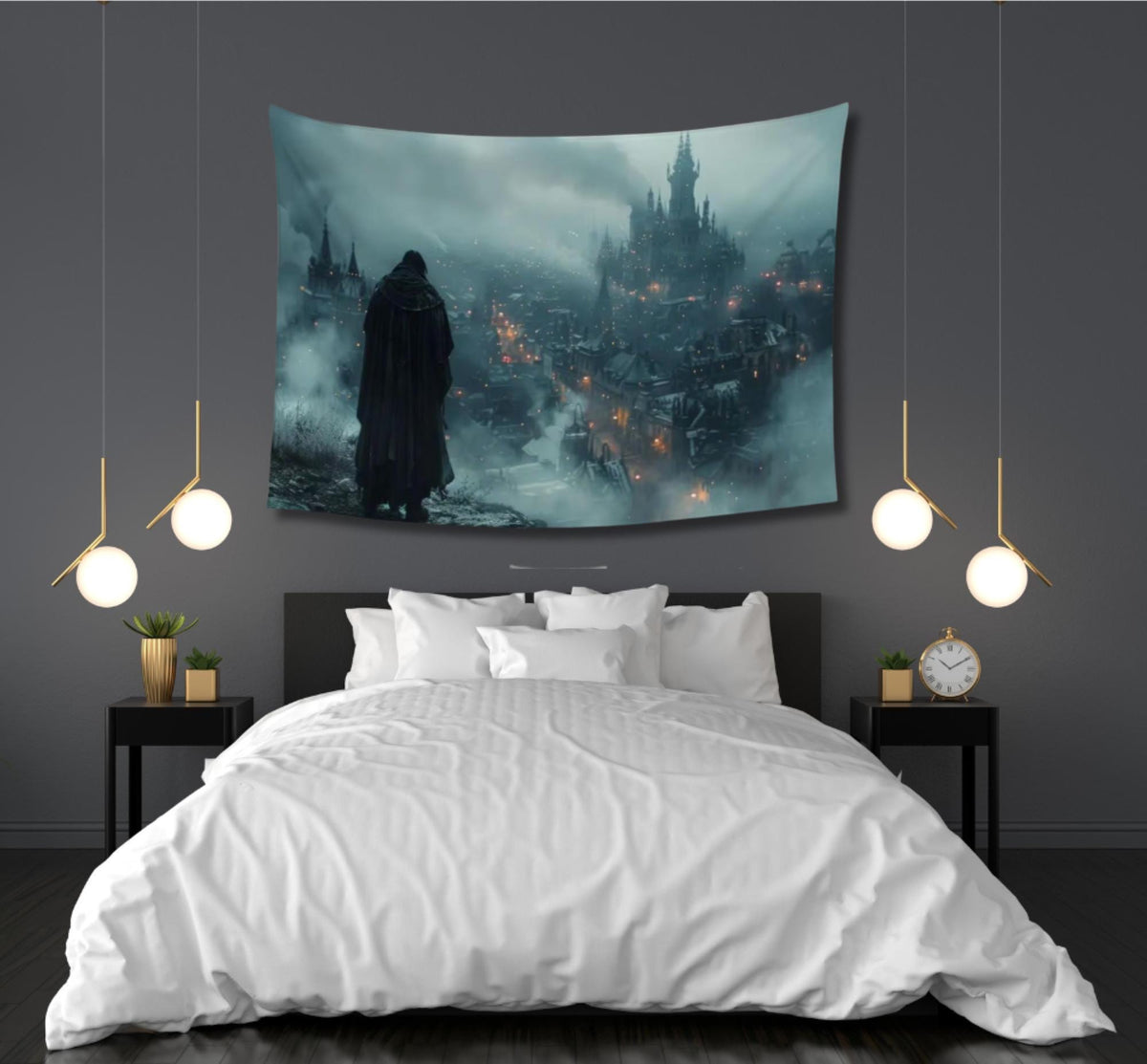 Elden Ring Goth City Tapestry for Teen Dark Academia Gothic Gamer Decor Dark Souls Fantasy Art Video Gamer Gift Wall Art Idea for Birthday