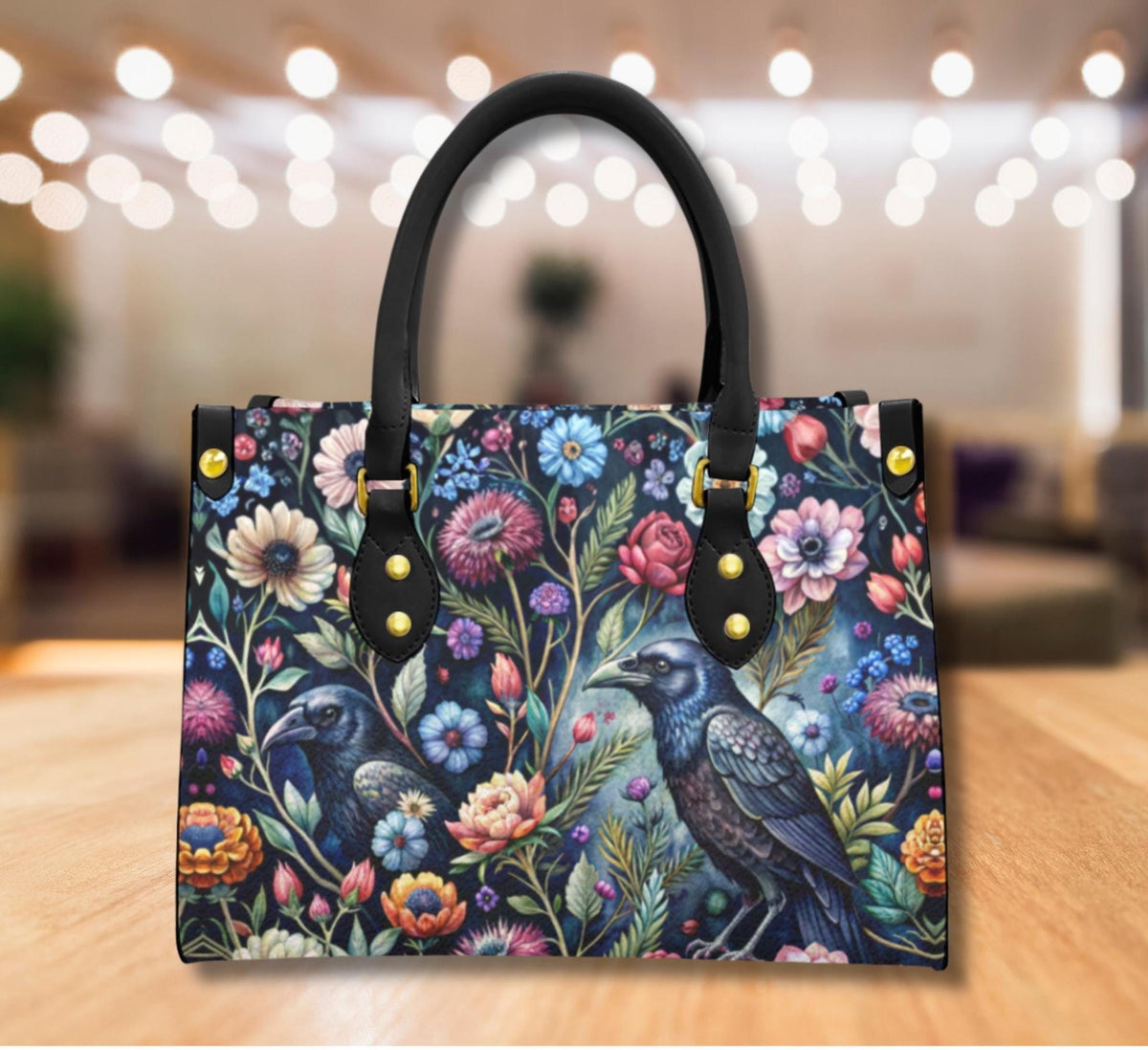 Dark Romance Crow Floral Handbag