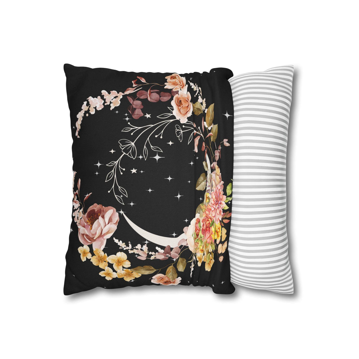 Crescent Moon in Florals Pillowcase | Moon Floral Crushed Velvet Blanket