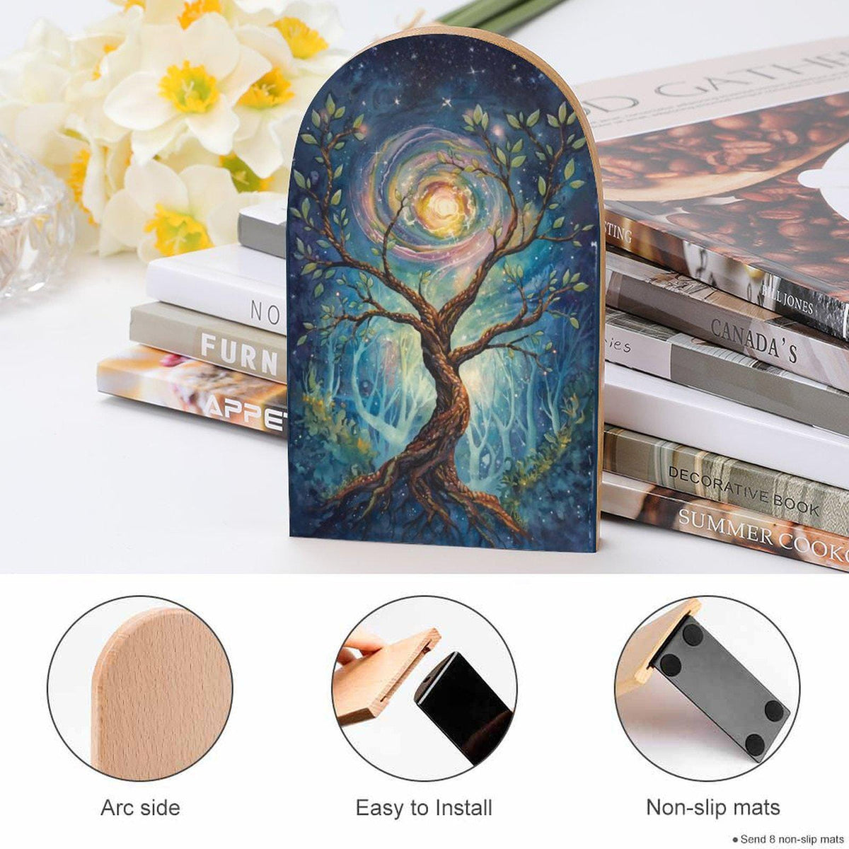 Witchy Bookends Book Lover Gift Idea for Teen Gift for the Holiday Tree of Life Wood Librarycore Office Decor Whimsi Mystical Booknook Decor