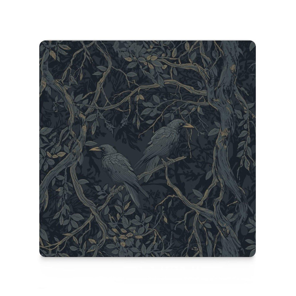 Victorian William Morris Inspired Crow Square Ceramic Coaster Gothic Edgar Allan Poe Cork Back Dark Academia Drinkware Moody Goth Witch Gift