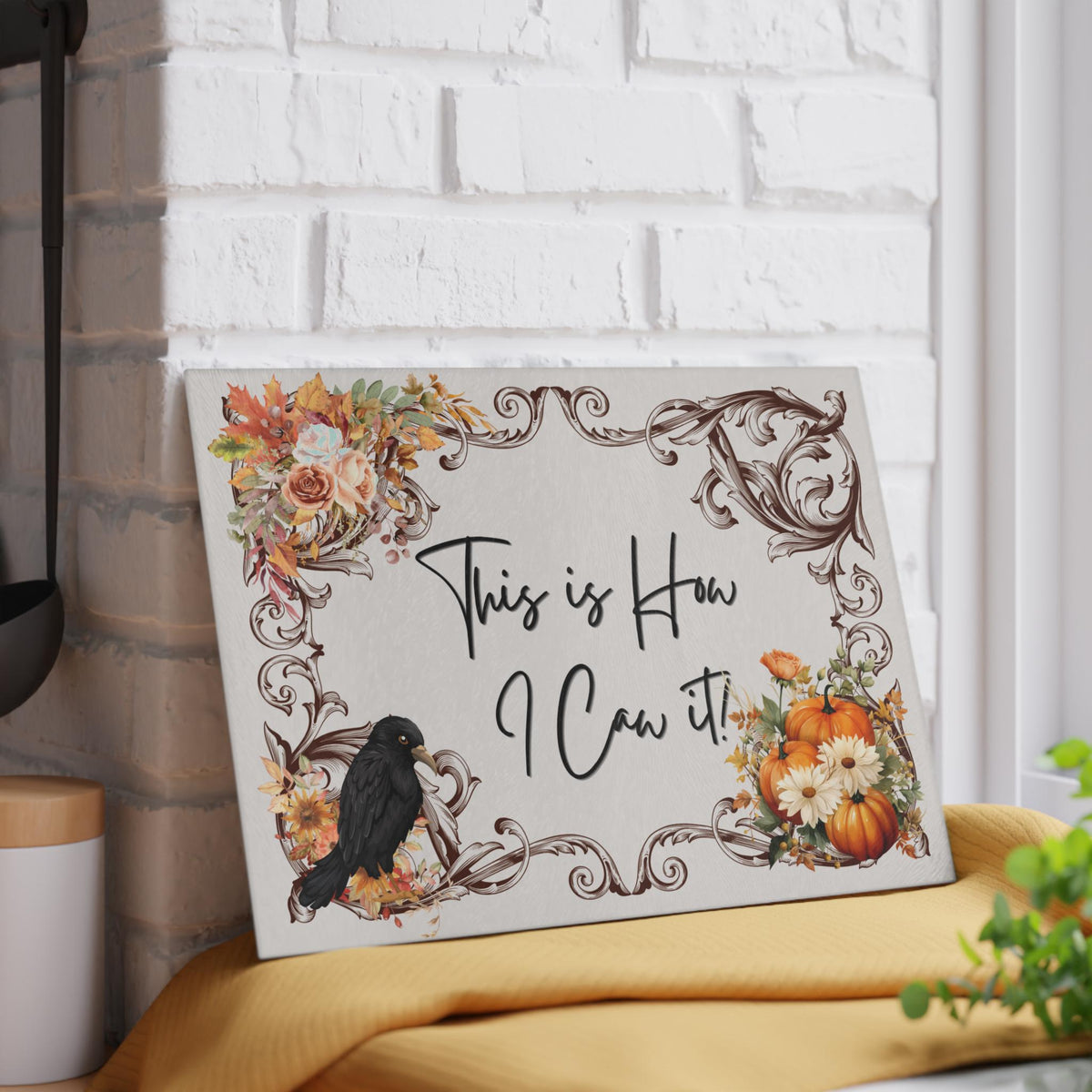 Halloween Fall Host Gifts for Foodies Goth Farmhouse Funny Cutting Board Whimsigoth Edgar Allan Poe BF Gift Raven Lover Realtor Closing Gift