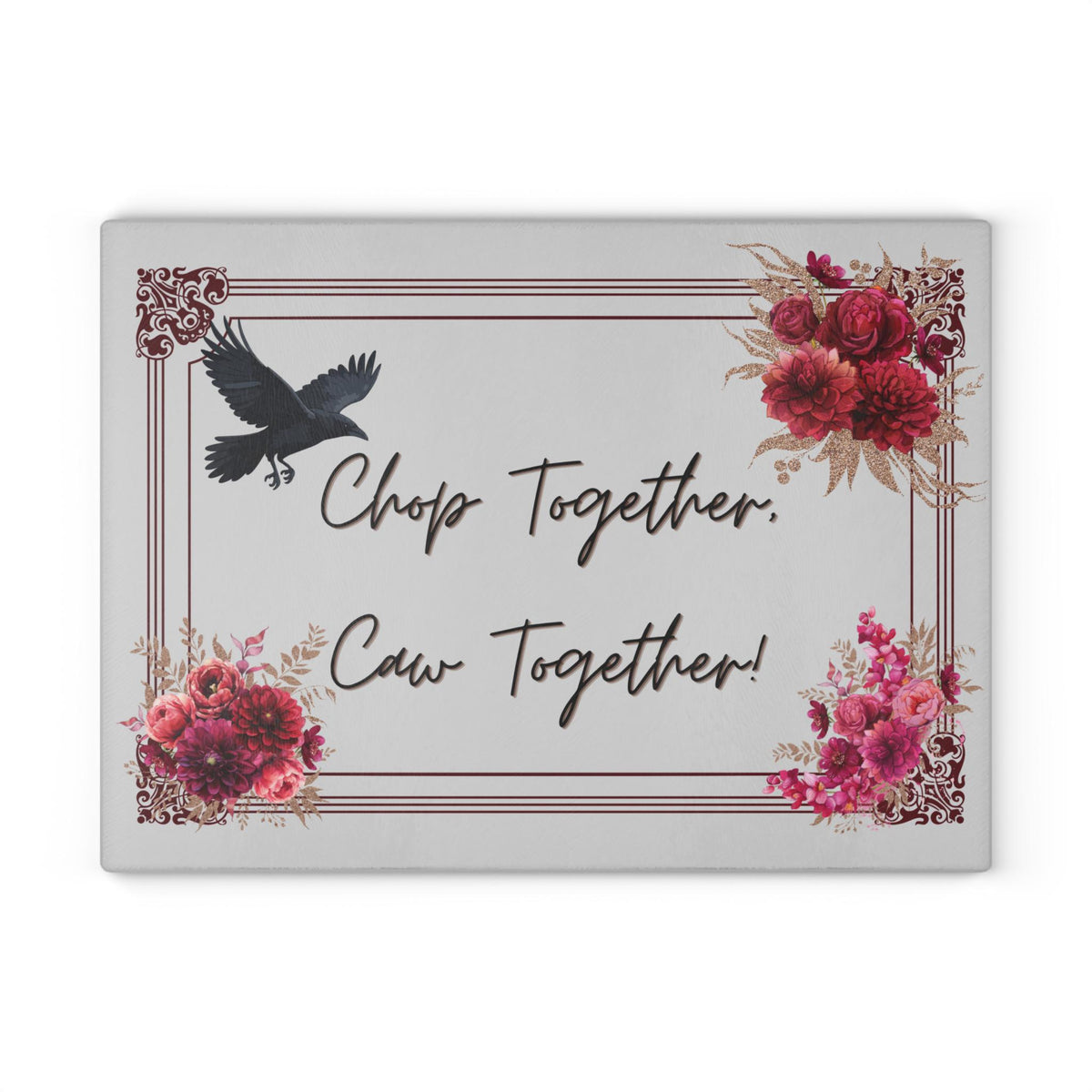 Funny Cutting Board Chop Together Glass Chopping Board Whimsigoth Realtor Closing Gift Edgar Allan Poe Fall Hosting Decor Home Owner Gift