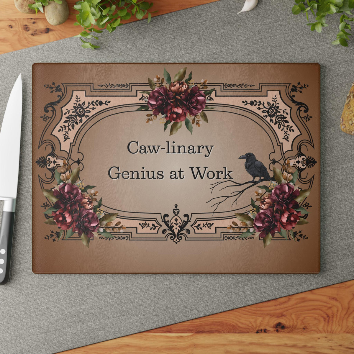 Funny Cutting Board Gifts for Foodies Raven Lover Halloween Fall Host Gift Whimsigoth Home Owner Realtor Closing Gift Edgar Allan Poe Decor