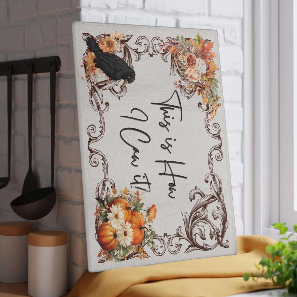 Halloween Fall Host Gifts for Foodies Goth Farmhouse Funny Cutting Board Whimsigoth Edgar Allan Poe BF Gift Raven Lover Realtor Closing Gift