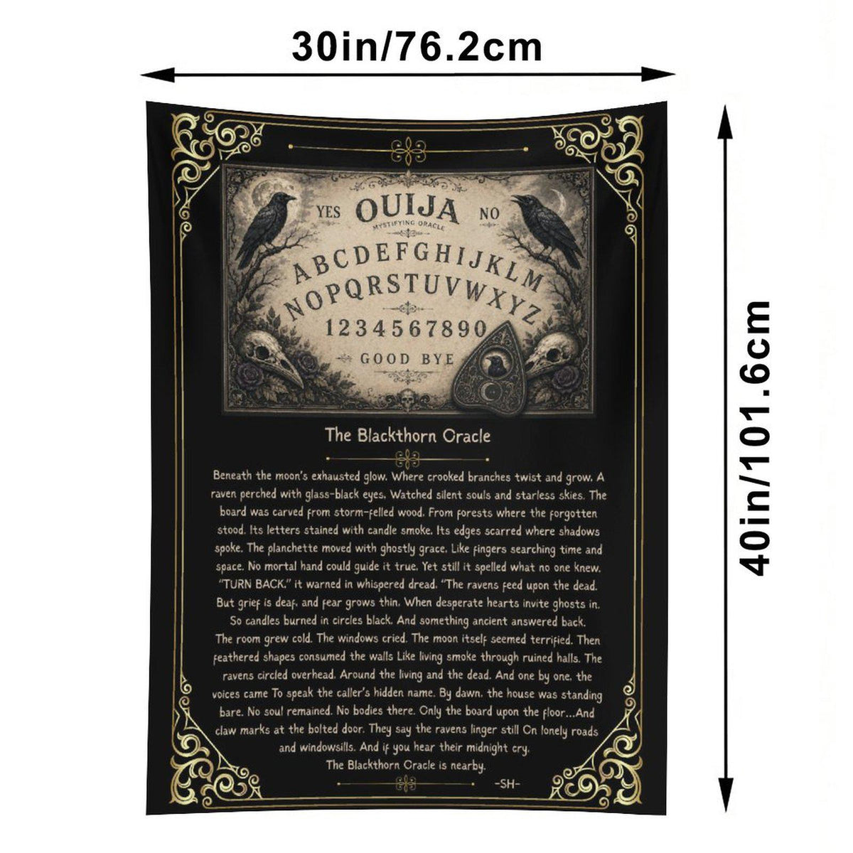 Ouija Board Dark Academia Supernatural Altar Cloth The Blackthorn Oracle Poem Tapestry Vintage Occult Blackwork Gothic Whimsigoth Witch Item