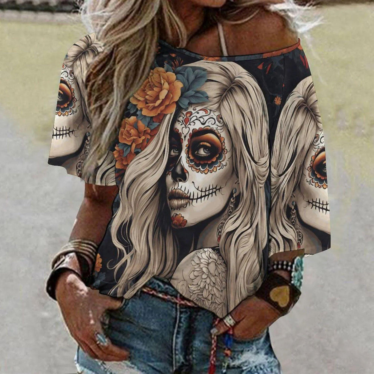 Mexican Mama Floral Skull Day of the Dead Dia de los Muertos Flower Sugar Skull
