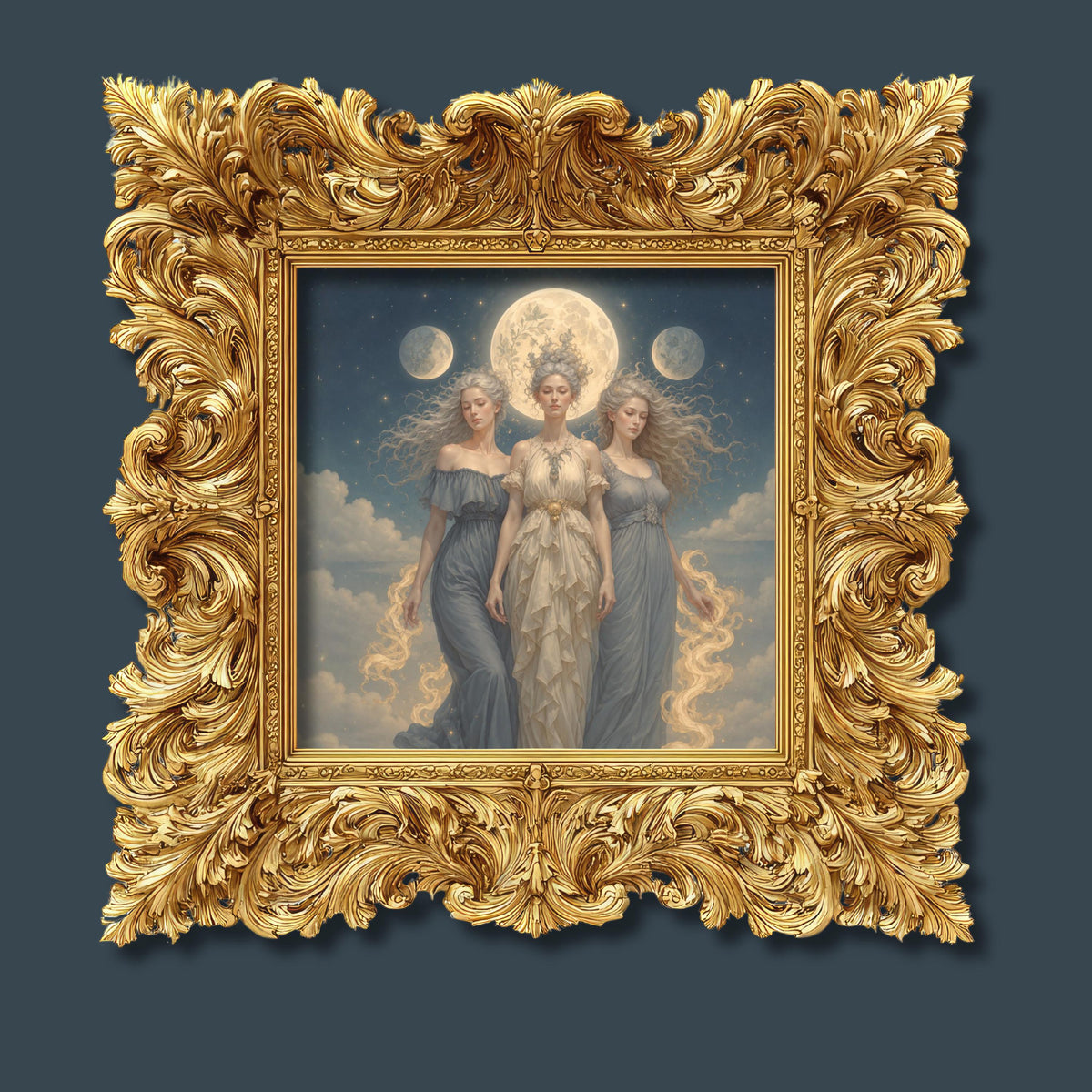 Hekate Witch Gift for Bestie 5th Anniversary Gift Triple Moon Goddess Painting Canvas Greek Mythology Aphrodite Hades Hermes Art Nouveau
