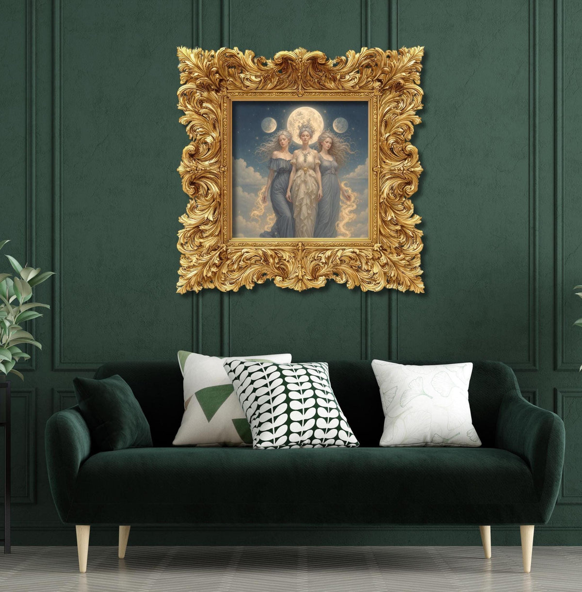 Hekate Witch Gift for Bestie 5th Anniversary Gift Triple Moon Goddess Painting Canvas Greek Mythology Aphrodite Hades Hermes Art Nouveau