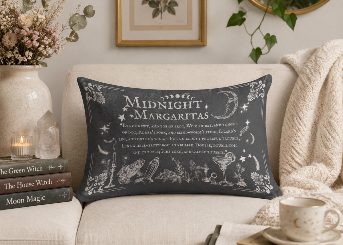 Witchy Halloween Vibes Home Gothic Decor Practical Magic Midnight Margaritas Velvet Pillowcase Witchcore Throw Gothic Pillowcase Giftforher