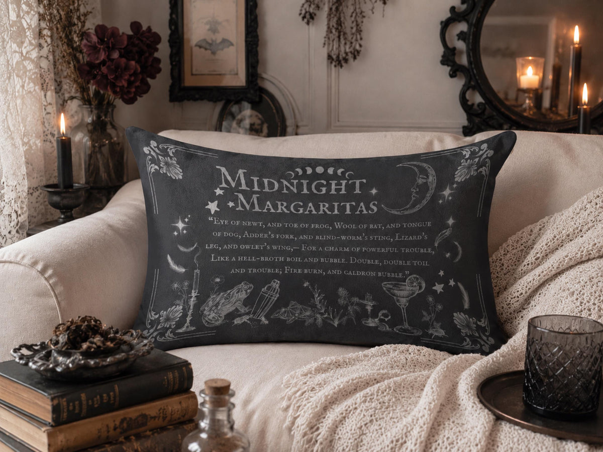 Witchy Halloween Vibes Home Gothic Decor Practical Magic Midnight Margaritas Velvet Pillowcase Witchcore Throw Gothic Pillowcase Giftforher