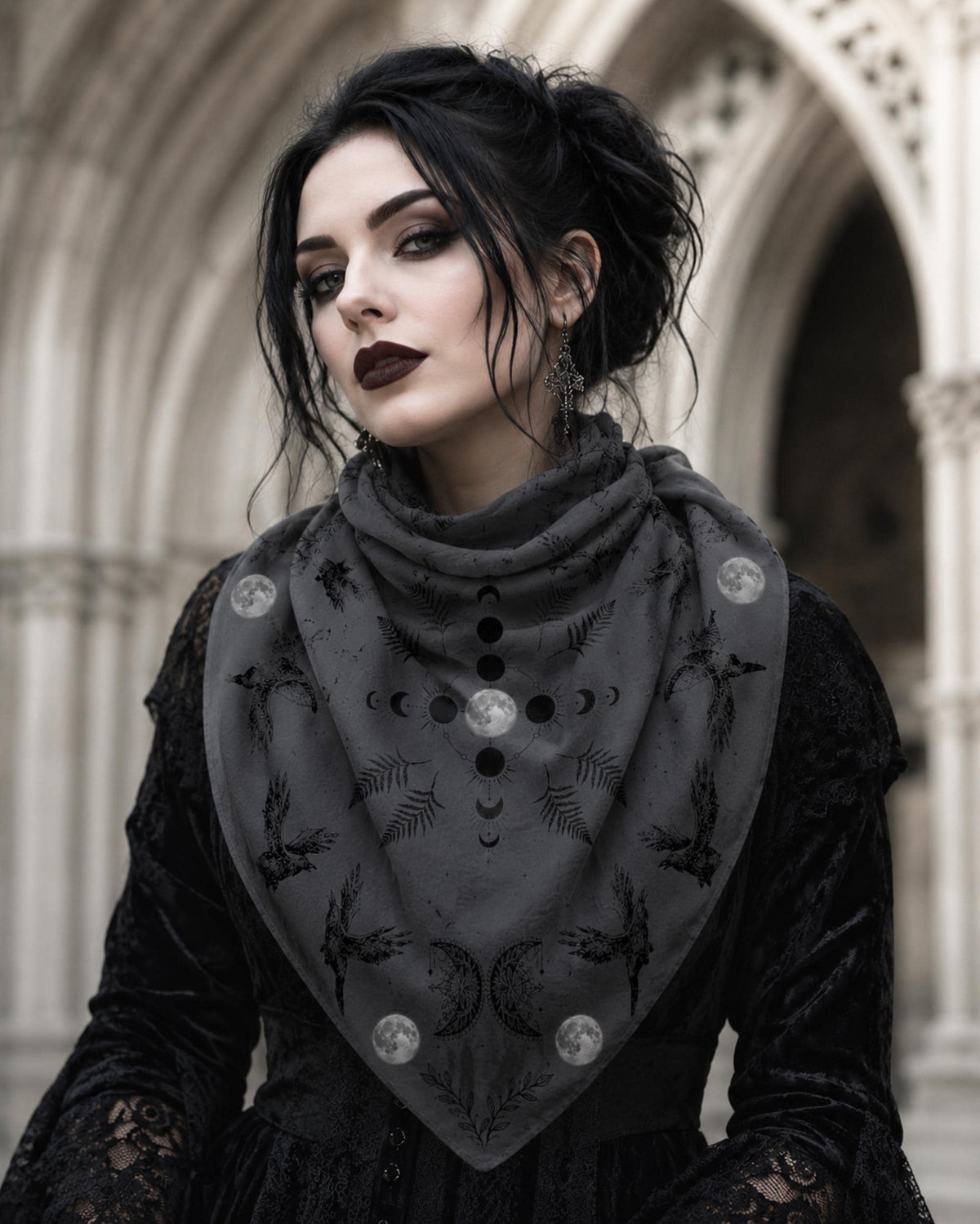 Magical Witch Square Gift for Mom Mystical Head Scarf for Gothic Halloween