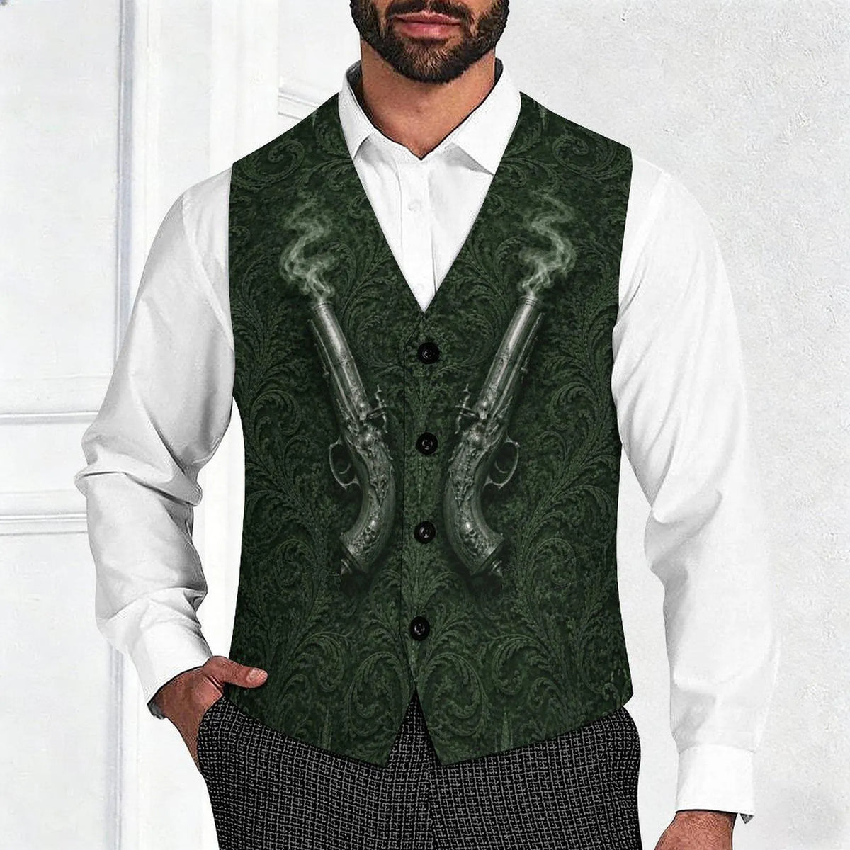 Father of Mayhem Route 66 Goth Clothes Vest Backroom Menswear Southern Gothic Gift Idea for Boyfriend Green Vest Western Cool Dads Club