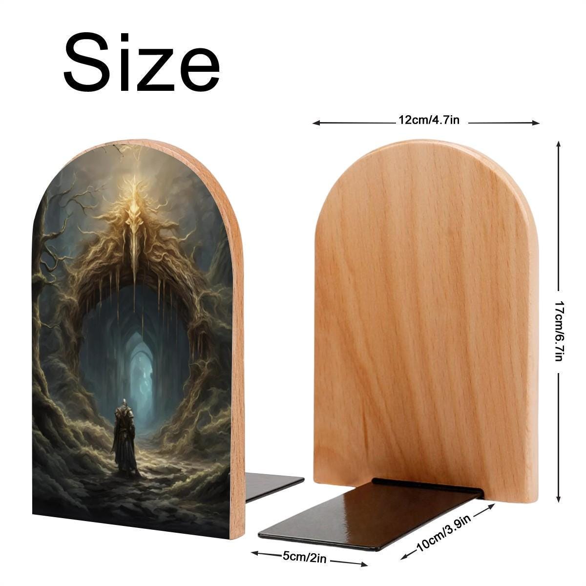 Elden Ring Bookends Age of Sigmar Beech Wood & Iron Night Lord Gamer Decor Dark Souls Video Game Fantasy Bookend Mordheim Gamer Gothic Decor