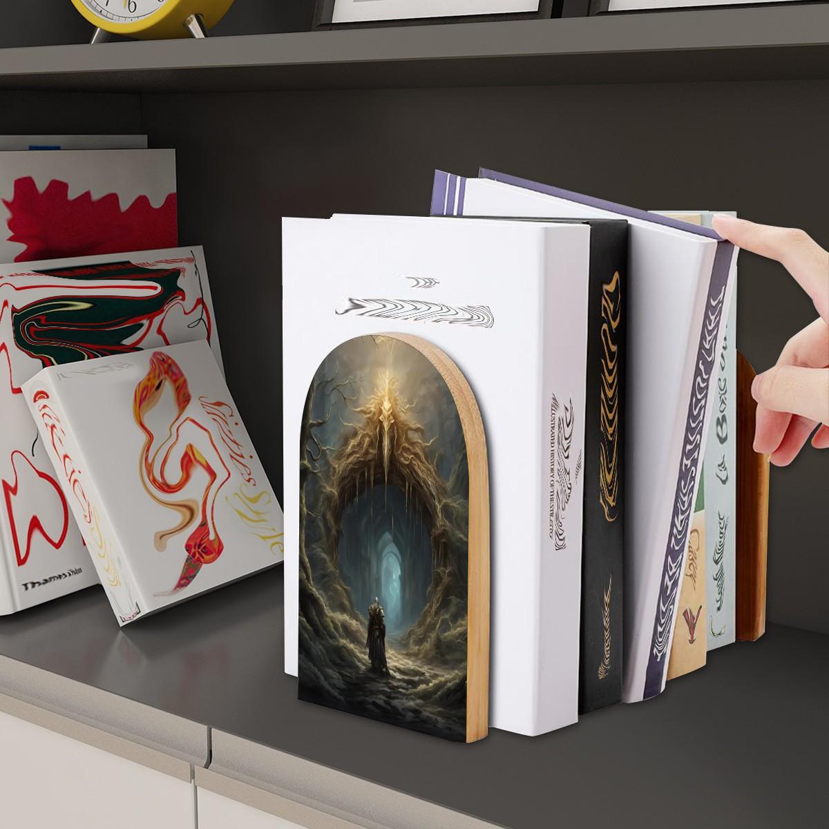 Elden Ring Bookends Age of Sigmar Beech Wood & Iron Night Lord Gamer Decor Dark Souls Video Game Fantasy Bookend Mordheim Gamer Gothic Decor