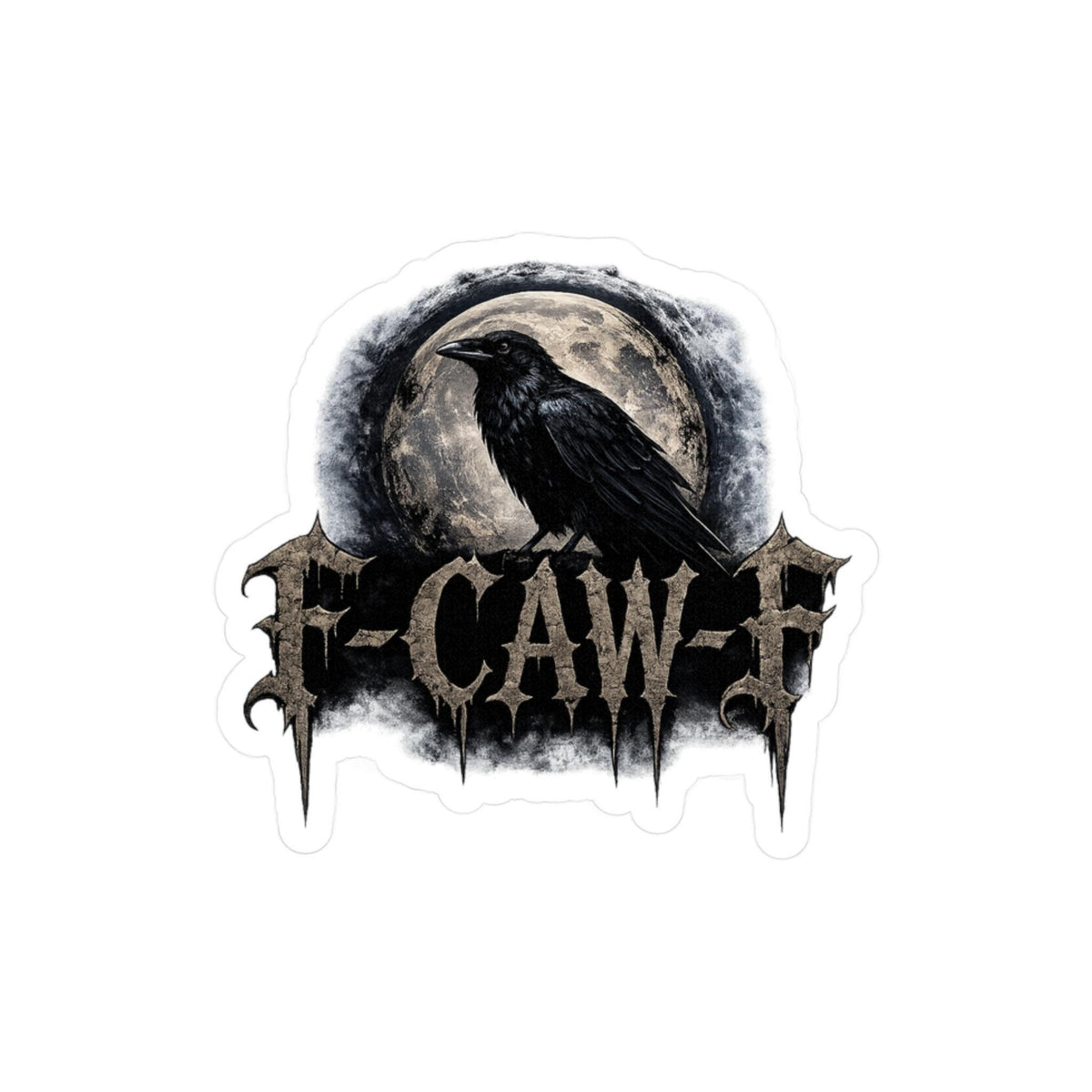 F-Caw-F Whimsigoth Window Cling Respect the Locals Goth Car Accessories Raven Moon Graphic Kiss-Cut Vinyl Decal Crow Moon Gothic Stickers