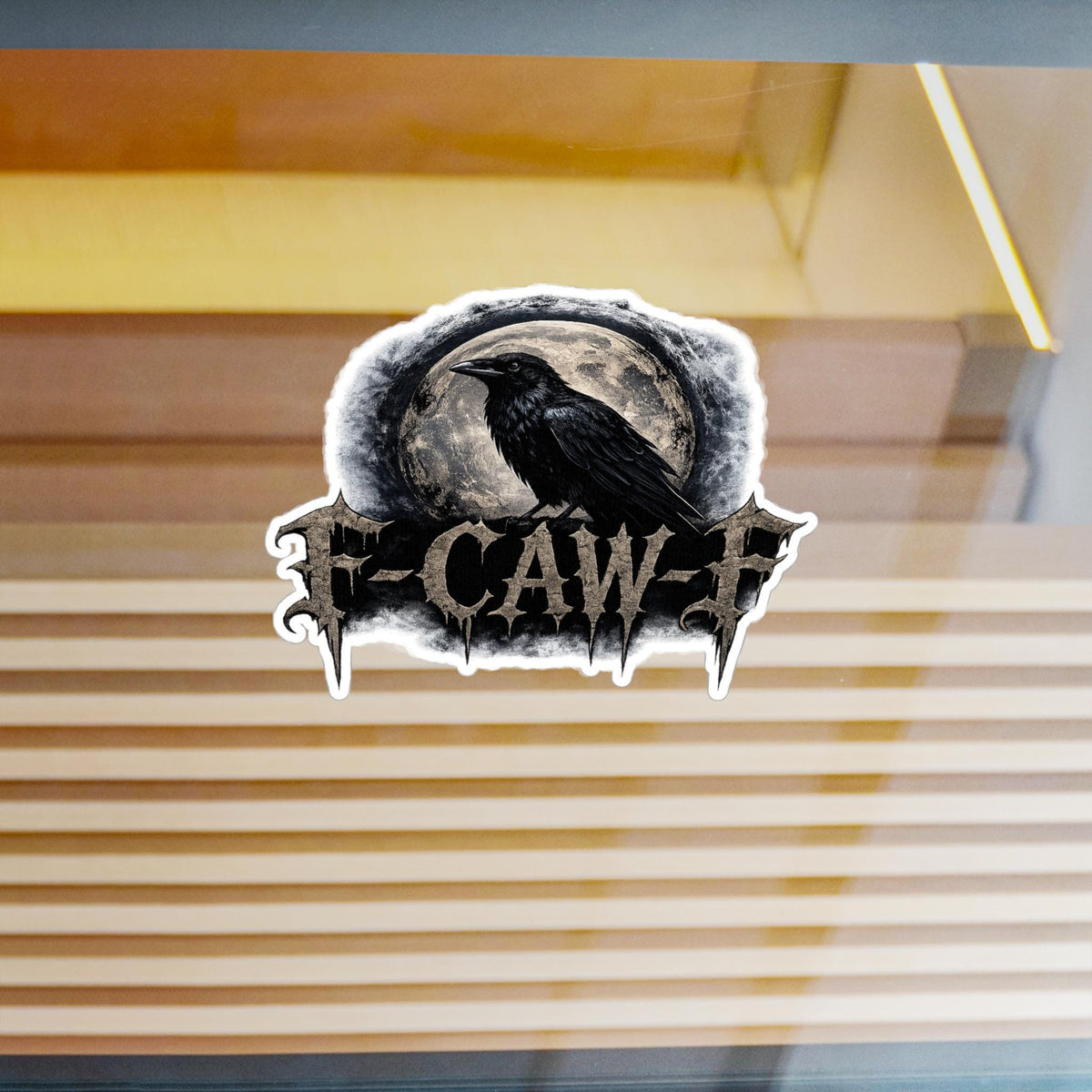 F-Caw-F Whimsigoth Window Cling Respect the Locals Goth Car Accessories Raven Moon Graphic Kiss-Cut Vinyl Decal Crow Moon Gothic Stickers