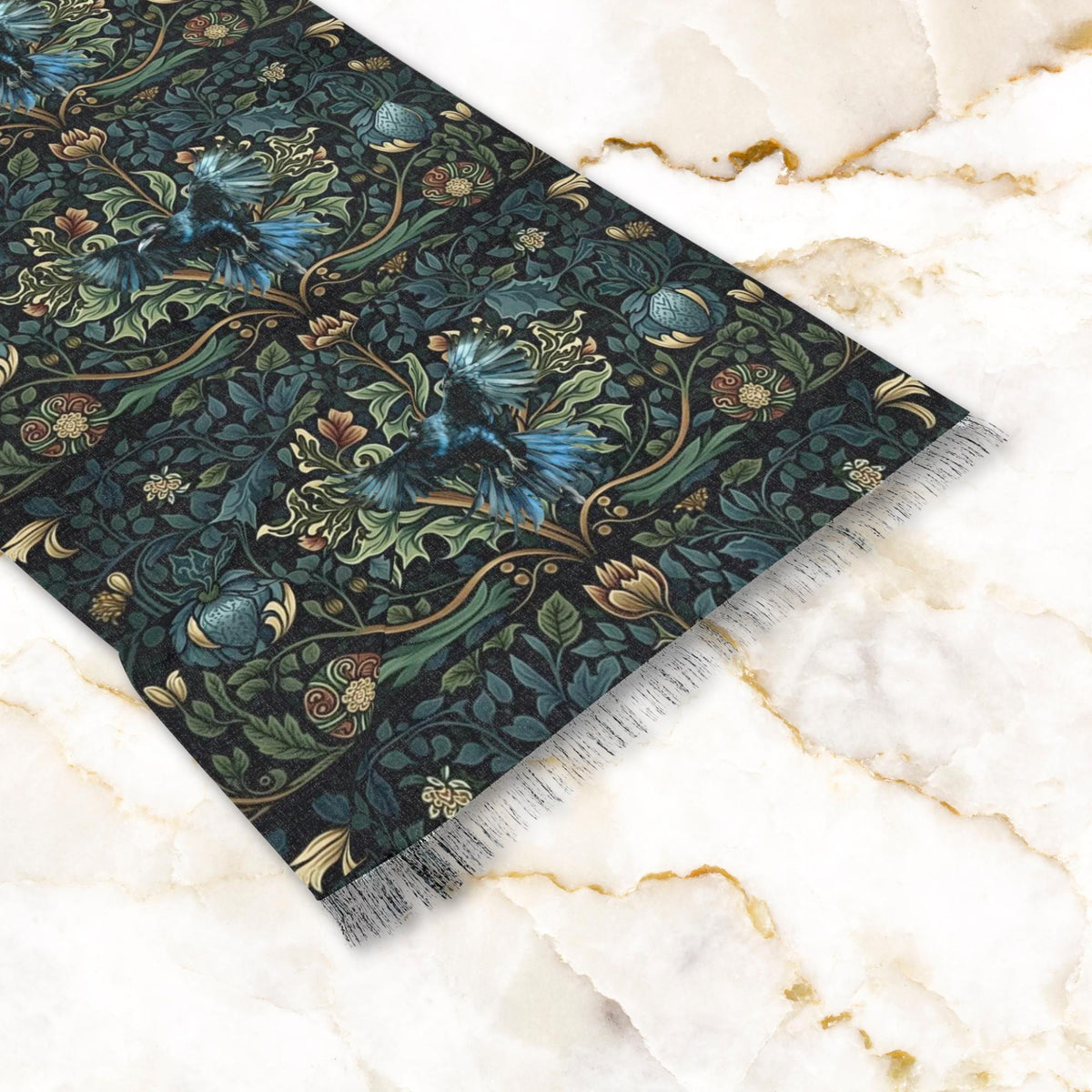 William Morris Inspired Witchy Owl Lightweight Scarf Gift for Witch Unique Neckwear Dark Academia Gothic Shawl Crow Lover Gift Raven Wrap