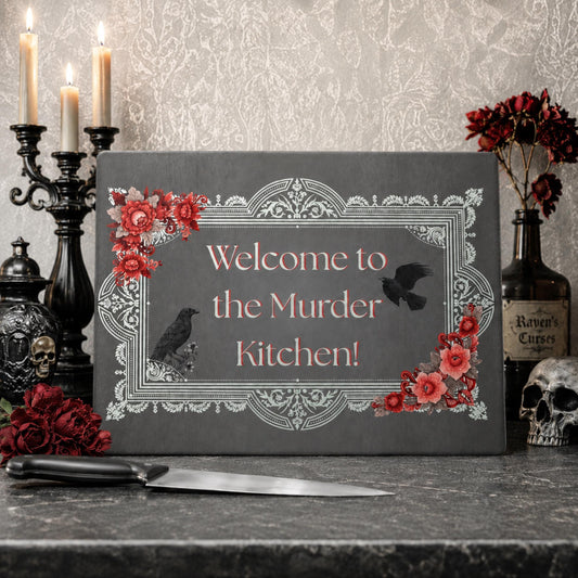 Halloween Cutting Board Kitchen Glass Chopping Board For Haunted Mansion Whimsigoth Edgar Allan Poe Fall Hosting Decor BF Going Away Gift