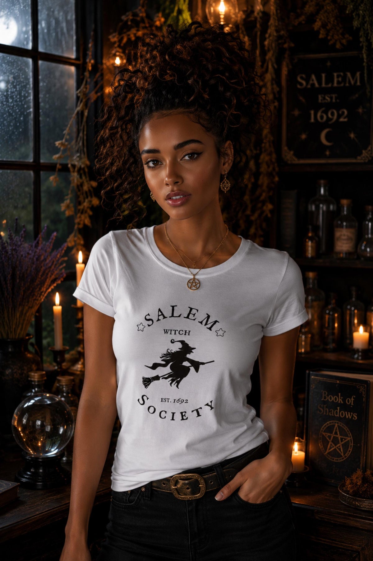 Vintage Salem Witch Society Tee Goth Halloween Fashion T-Shirt vintage style 1692 Salem Witch Clothing Fall Holiday Tee Shirt Teen Tops