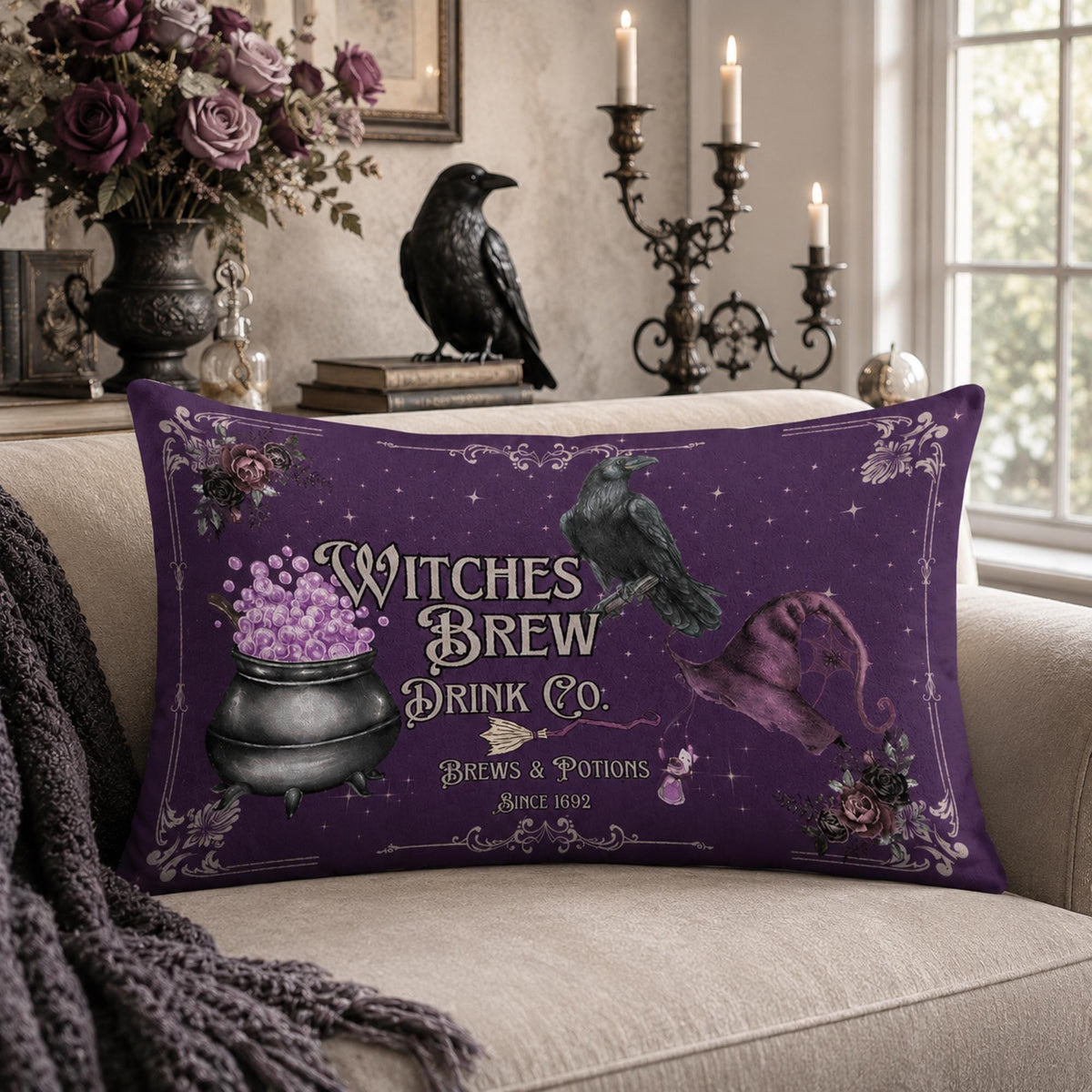 Witches Brew Dark Academia Velvet Pillowcase