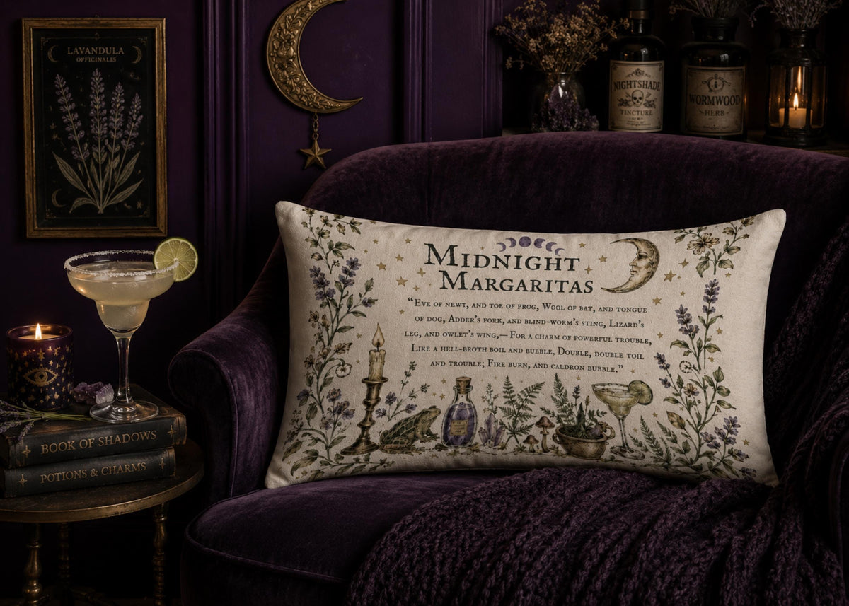 Practical Magic Midnight Margaritas Velvet Pillowcase Witchcore Halloween Throw Pillow Gothic Pillowcase Witch Gifts Decor Goth Witchy Vibes