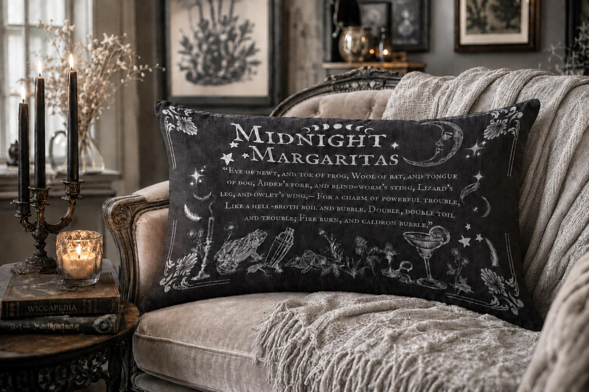 Witchy Halloween Vibes Home Gothic Decor Practical Magic Midnight Margaritas Velvet Pillowcase Witchcore Throw Gothic Pillowcase Giftforher