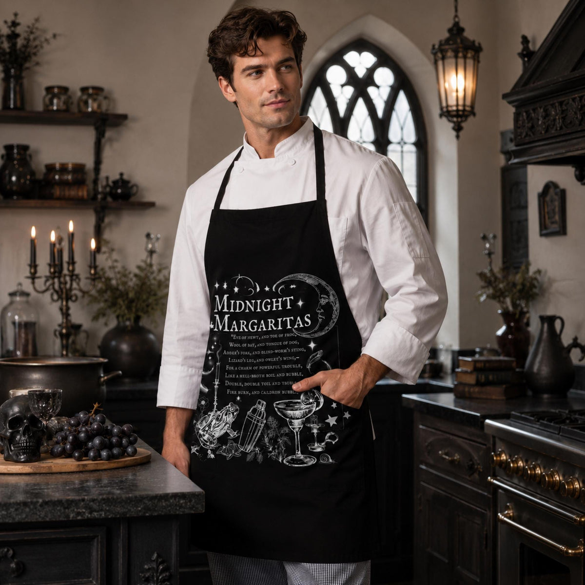 Witchy Spell apron for Cute Halloween Witch Gift Practical Magic Witchcore Essentials Midnight Margaritas Witchy Kitchen Accessory Gothic