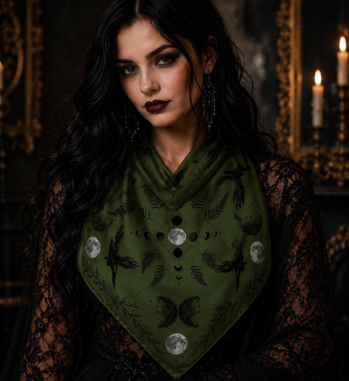 Magical Witch Square Gift for Mom Mystical Head Scarf for Gothic Halloween