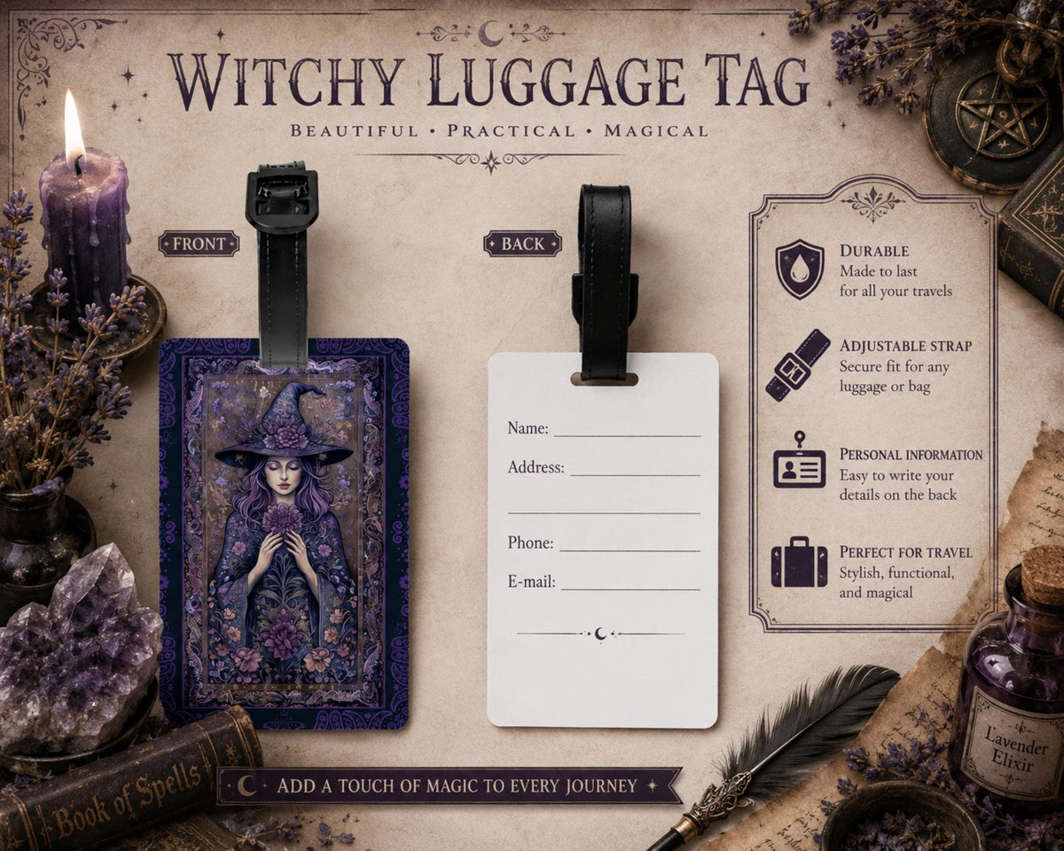 Witchcore Luggage Mystic Travel Decor Bohemian Witch Suitcase Tag Fantasy Occult Accessories Travel Suitcase Decoration Luggage Pagan Gift